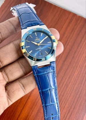 Omega Constellation Blue Leather Strap Men's watch 65