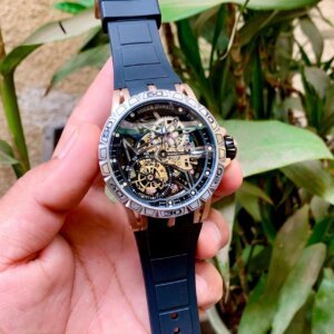 Roger Dubuis Swiss Skeleton Black Rubber Strap Automatic watch For Men 1
