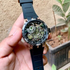 Roger Dubuis Swiss Skeleton Black Rubber Strap Automatic watch For Men 2