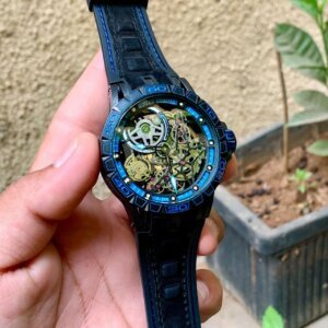 Roger Dubuis Swiss Skeleton Black Rubber Strap Automatic watch For Men 3