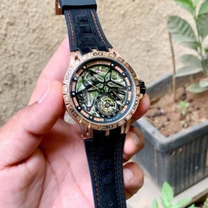 Roger Dubuis Swiss Skeleton Black Rubber Strap Automatic watch For Men 4