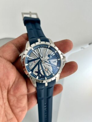 Roger Dubuis Swiss Skeleton Blue Rubber Strap Automatic watch For Men 6