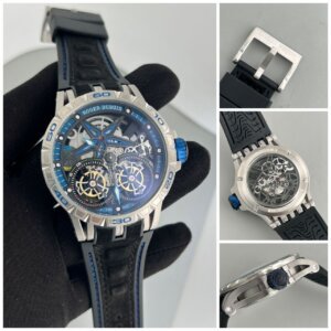 Roger Dubuis Swiss Skeleton Black Rubber Strap Automatic watch For Men 8