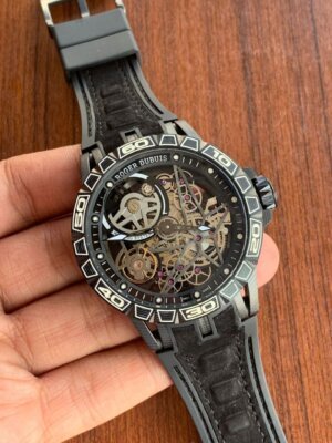 Roger Dubuis Swiss Skeleton Black Rubber Strap Automatic watch For Men 9