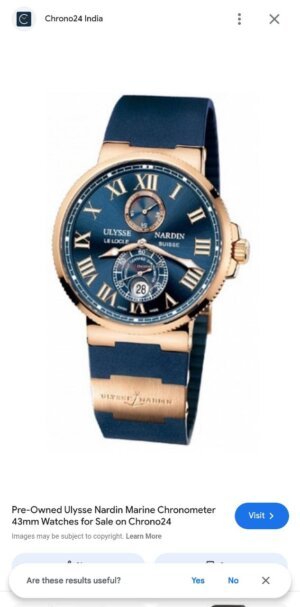 Ulysse Nardin Maxi Marine Chronometer Blue Rubber Strap Swiss Automatic watch 1