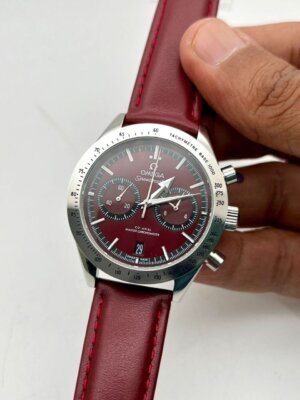 Omega Speed Master Red Leather Strap watch 107