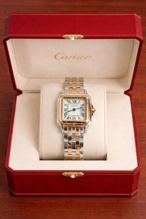 Cartier De Santos Swiss White Dail Dual Tone Watch For Ladies 14