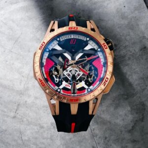 Roger Dubuis Skeleton Black Rubber Strap Swiss Automatic Watch For Men 14