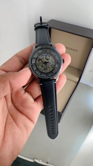 Fossil Skeleton Dail Black Leather Strap Automatic Watch For Men 5 (Copy)