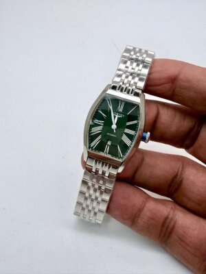 Longines Swiss Green Dail Stainless Steel Roman Number Ladies Watch 28