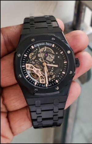 Audemars Piguet Royal Oak Black Open Heart Automatic Swiss Watch 60