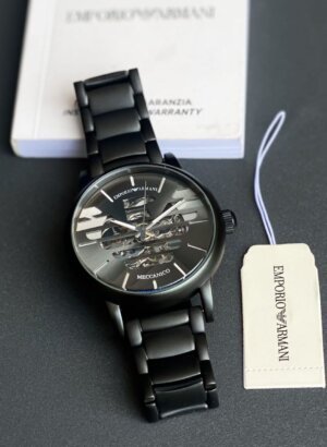 Emporio Armani Watch Full Black With Open Heart Dail