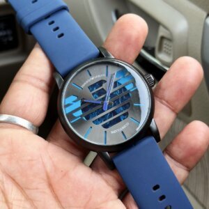 Emporio Armani Blue Leather Strap Automatic Watch
