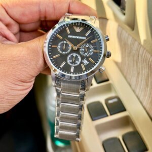 Emporio Armani Stainless Steel Black Dial Watch