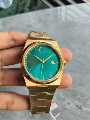 Movado Bold Golden Strap Green Dial Watch 24