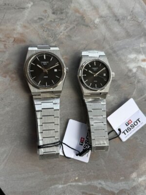 Tissot PRX Black Dial Stainless Steel Couple Watch 1
