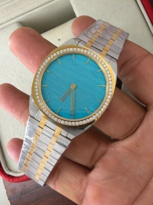 Gucci 25H Series Blue Dial Dual Tone Quartz Men's Watch 12