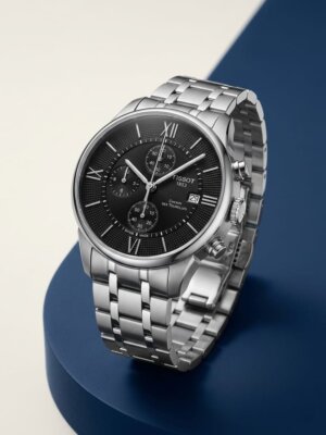 Tissot Stainless Steel Black Dial Watch For Men 42