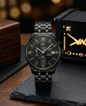 Tissot Full Black Green Dial Watch For Men 44