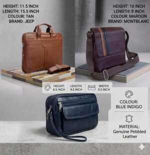 Montblanc, Jeep, Indigo Mix brand Luxury 3 Piece Combo Bag Set 3