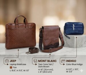 Montblanc, Jeep, Indigo Mix brand Luxury 3 Piece Combo Bag Set 5