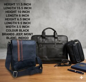 Montblanc, Jeep, Indigo Mix brand Luxury 3 Piece Combo Bag Set 8