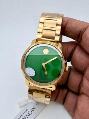 Movado Rose Gold Green Dial Watch 41