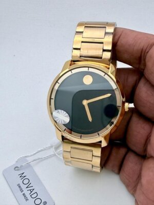 Movado Rose Gold Black Dial Watch 42