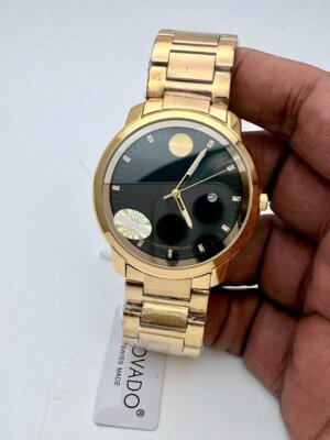Movado Rose Gold Gold Black Dial Watch 44