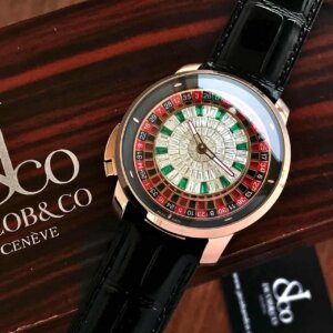 Jacob & Co. ETA Casino Tourbillon Roulutte Rose Gold Black Dial Swiss Watch 45